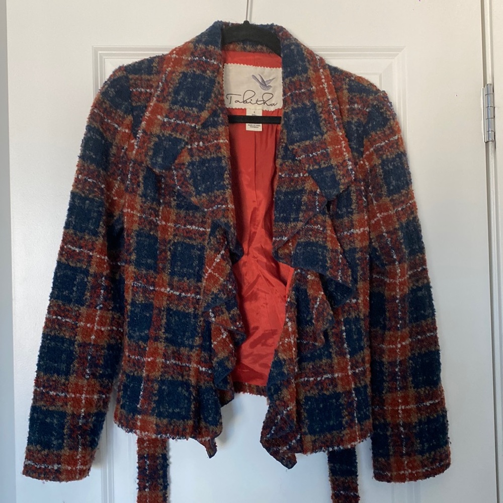 Tweed ruffled-collar Anthropologie blazer